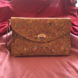 Cork multi color crossbody. Wristlet/clutch bag